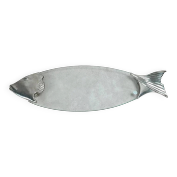 Glass and silver-plated fish trivet