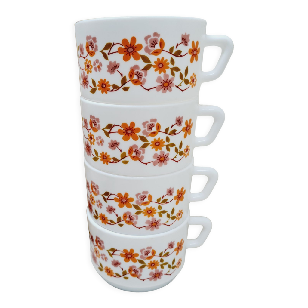4 tasses Arcopal 70's - Arts de la table
