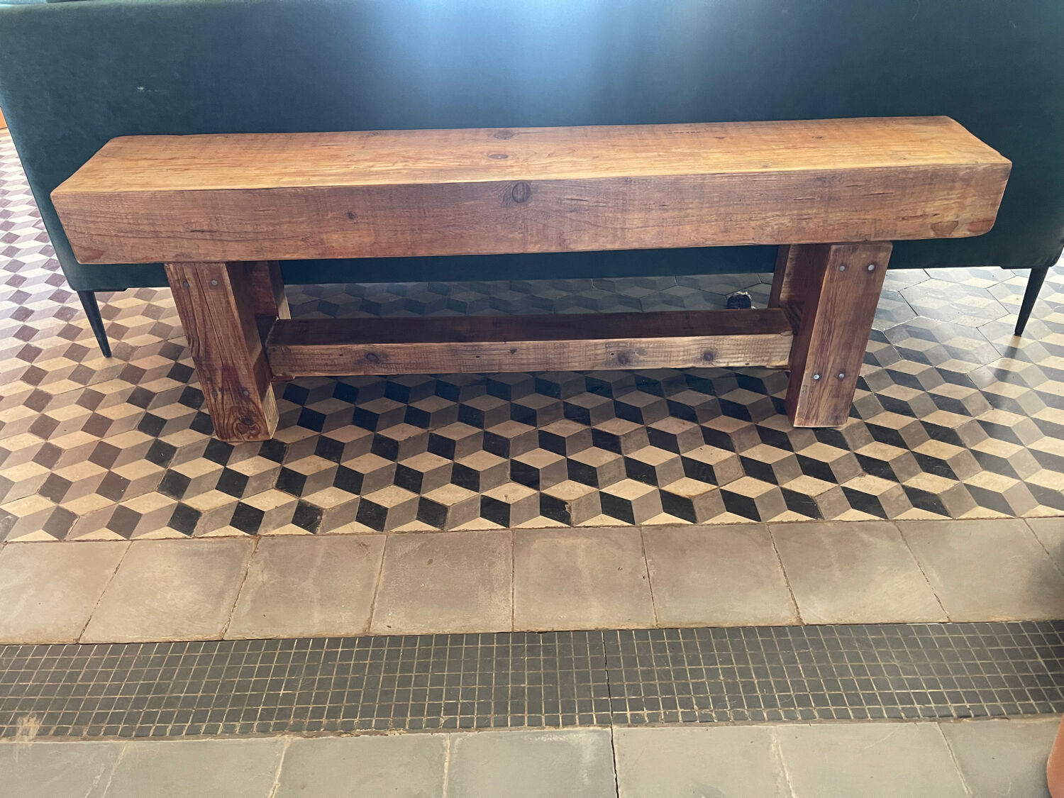 Old raw wooden bench