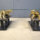Brass and marble jaguar coffee table, 1970s