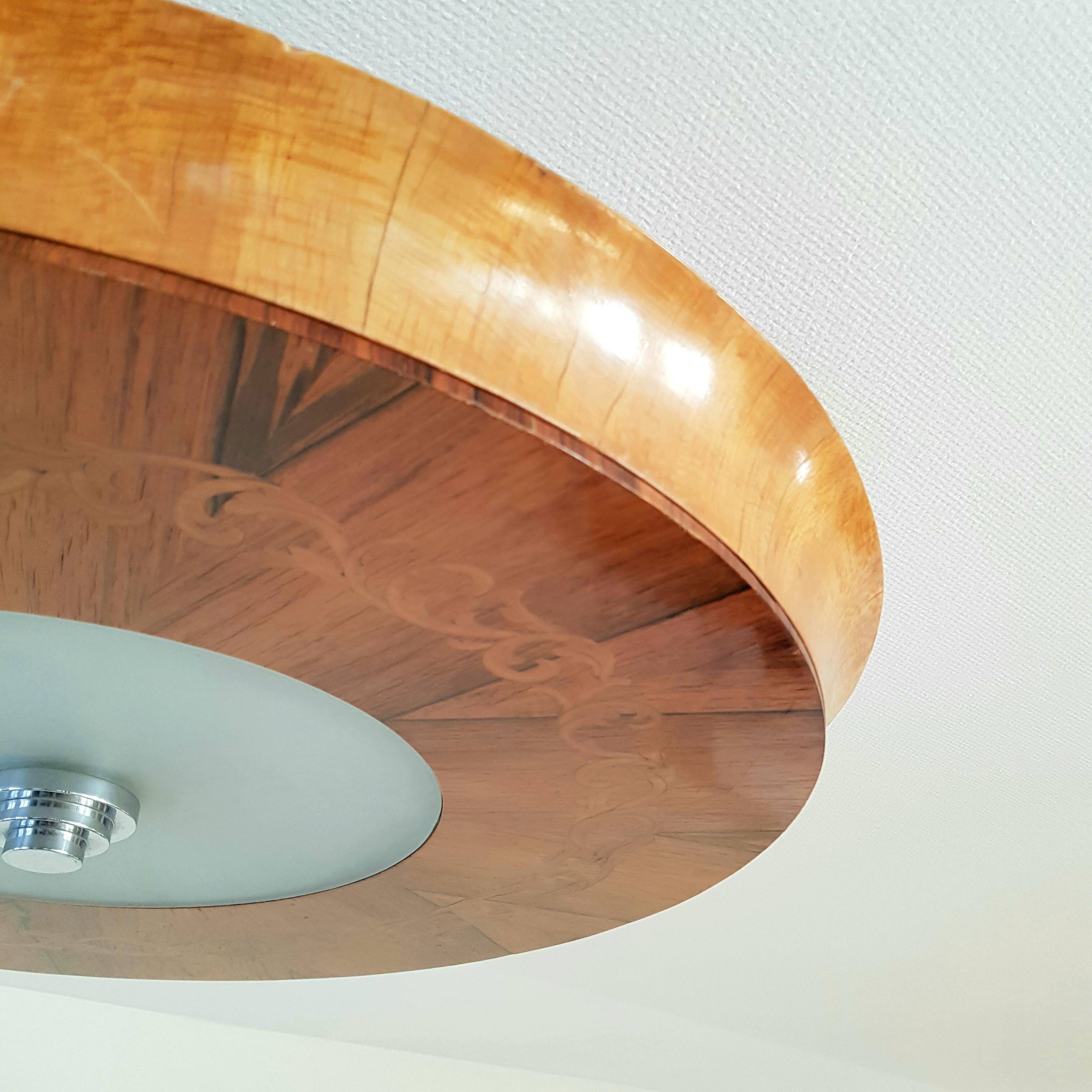 Large recessed lamp with complex floral inlay, Swedish Grace