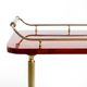 Superbe grand chariot de service en peau de chèvre rouge Aldo Tura des années 1960 | Fabriqué en Italie