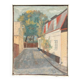 Huile sur toile originale suédoise – “Tomegatan, Lund” par H.W. Palm