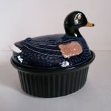 Zoomorphic duck terrine majolica slip
