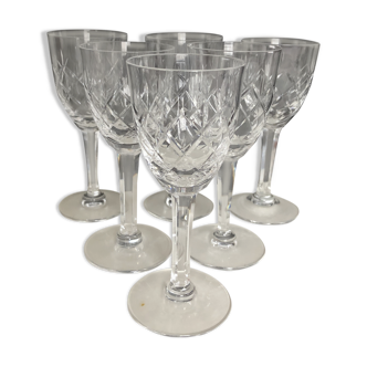 Set of six crystal port glasses from Lorraine