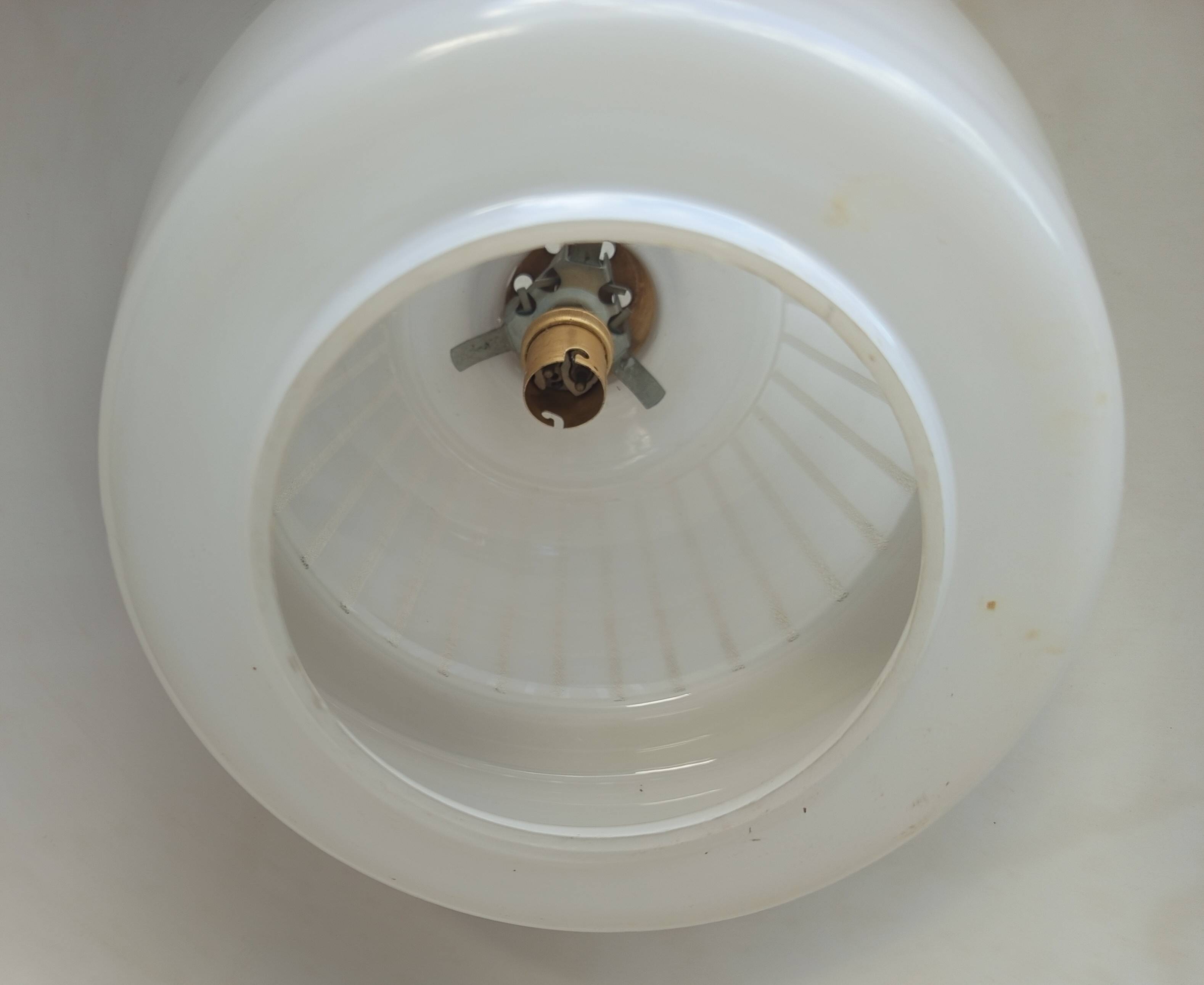 Vintage pendant light in dark gray and opaline metal