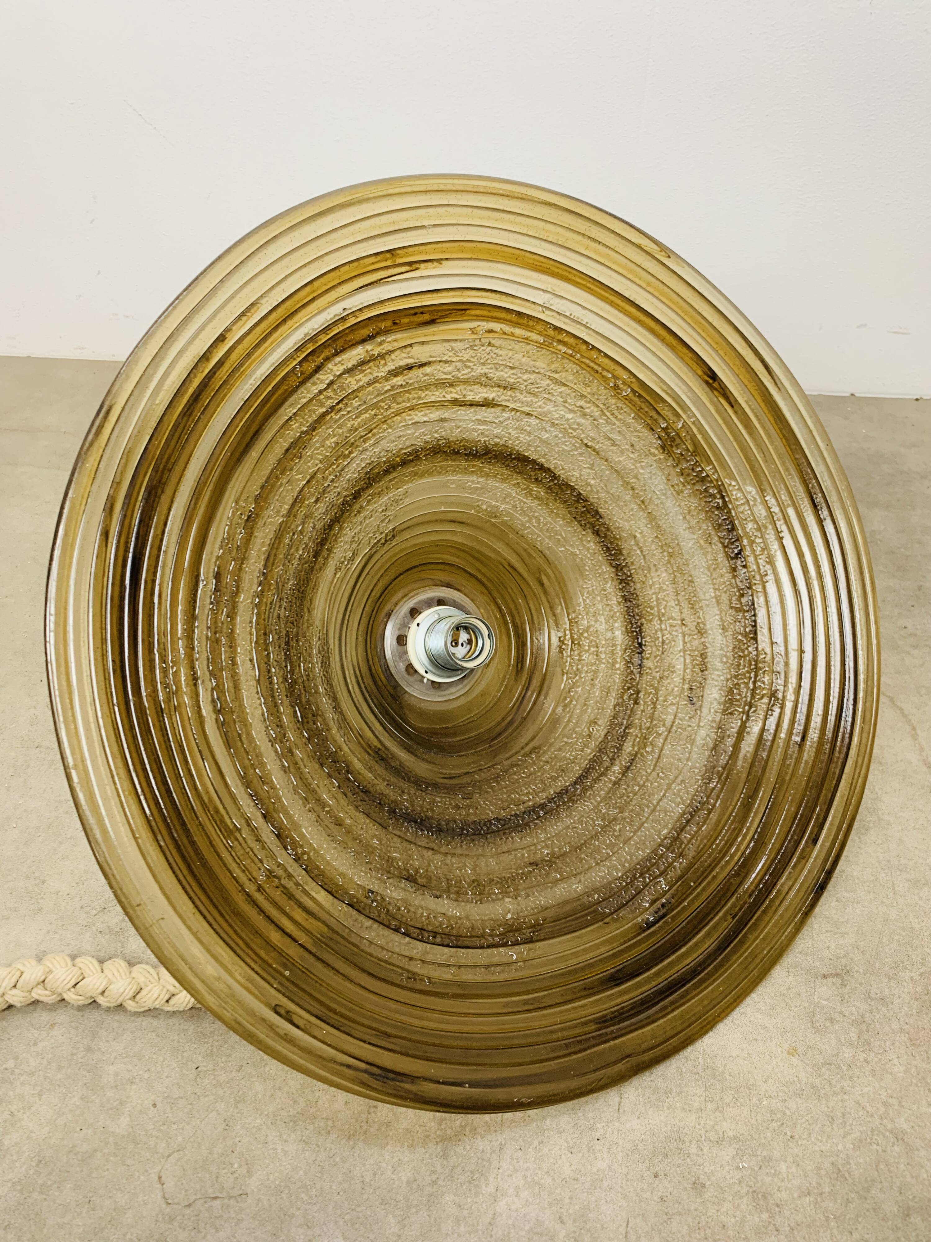 Temde Leuchten pendant light, plexiglass, rope and wood, 1970s