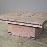 Table en marbre avec inserts en lapis-lazuli par Mario Sabot, années 70