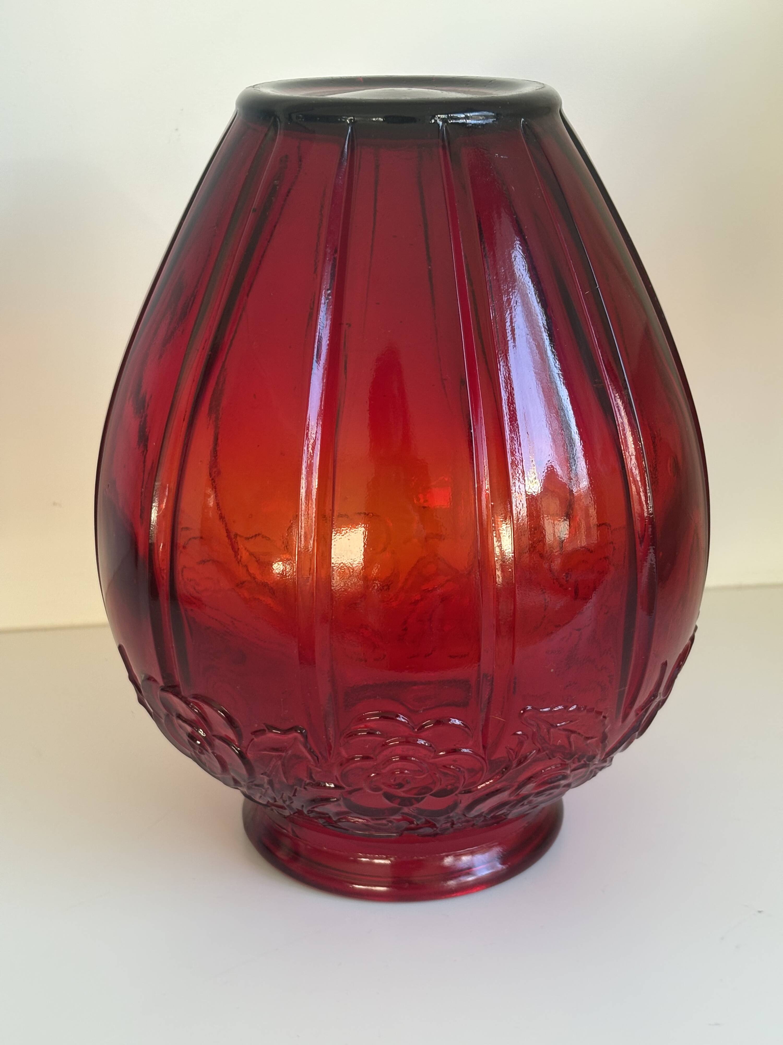 Large volute vase in pressed glass Art Deco
