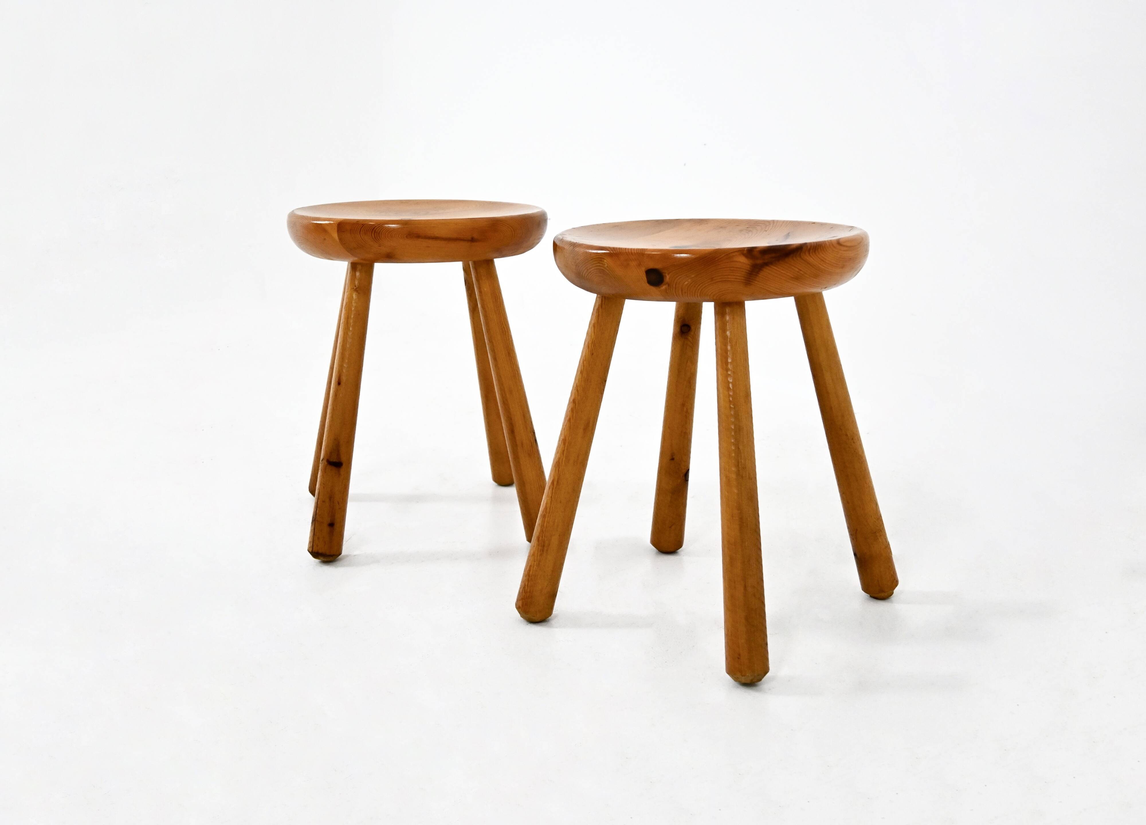 Set of 2 Charlotte Perriand Stools for Les Arcs, 1960s