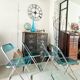 Set of 4 blue Plia folding chairs by Castelli