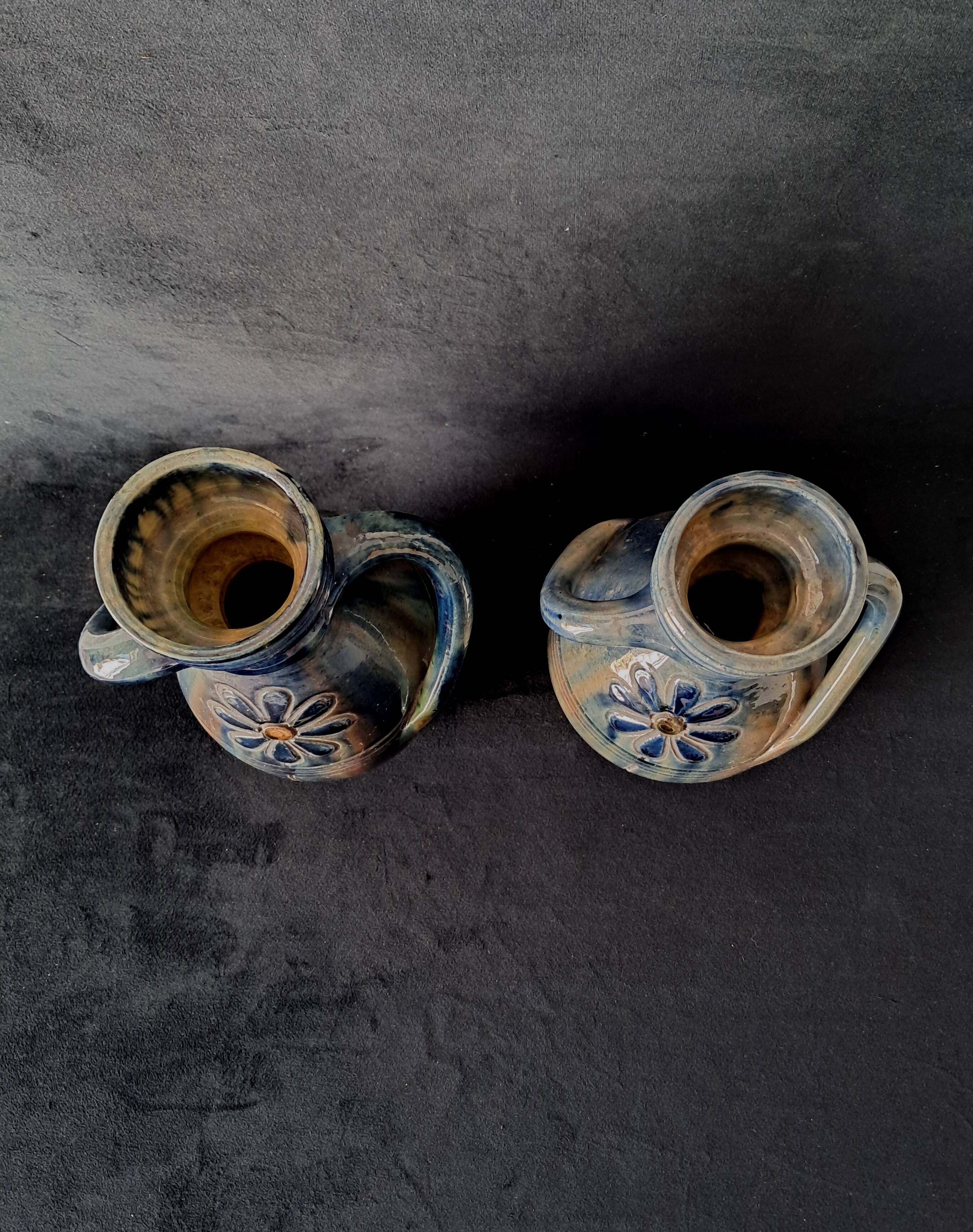 Pair of Vases with Two Turning Handles - Flemish Pottery