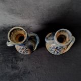 Pair of Vases with Two Rotating Handles - Flemish Pottery