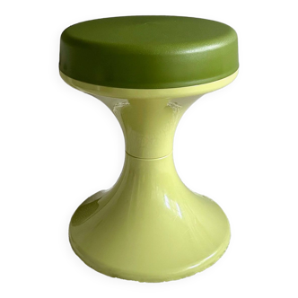 Tabouret vert des années 70, tabouret Tulip en plastique, table d'appoint, Mid Century Interior.