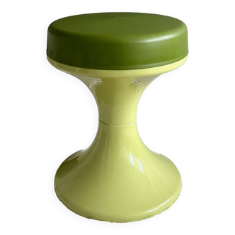 70's stool green, Tulip stool plastic, side table, Mid Century Interior.