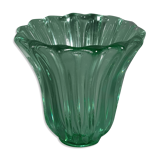 Molded pressed glass vase by Pierre D'Avesn around 1930. Signed