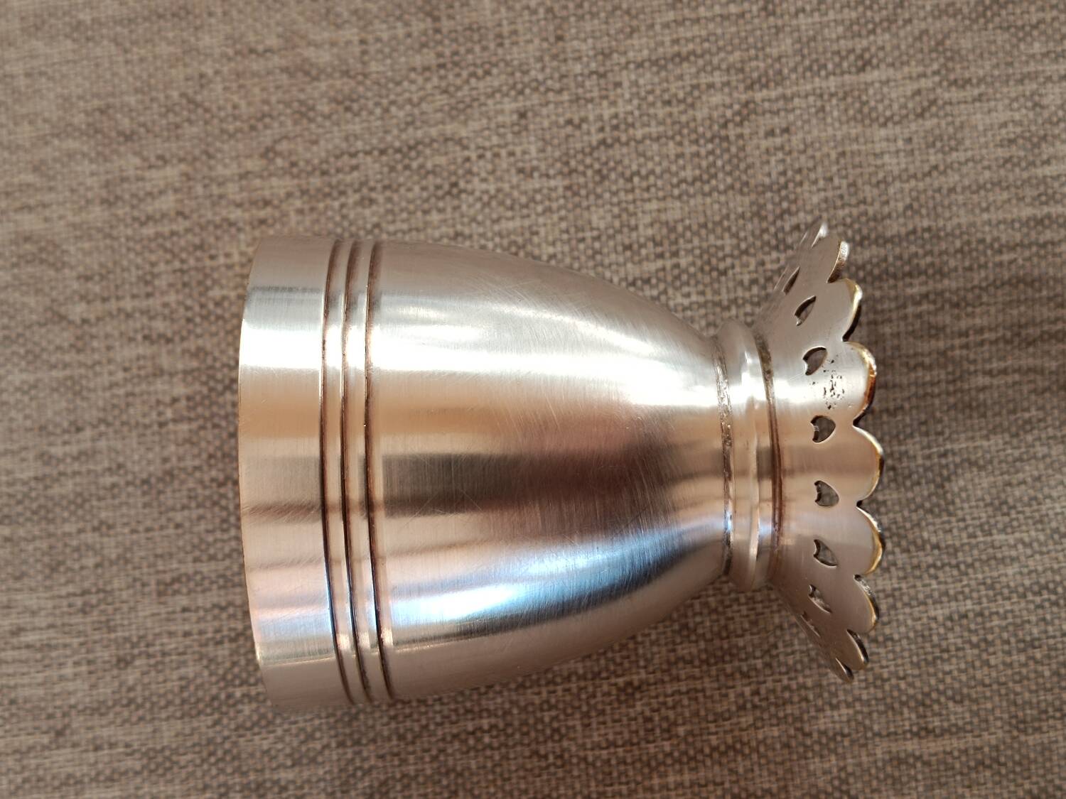 Set of 3 silver metal egg cups