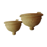 Pair wall lamps in reconstituted stone