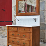 Art Nouveau dressing table dresser in carved oak, France, circa 1910