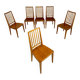 Lot de 6 chaises en hêtre massif vintage bois bicolore design annee 60