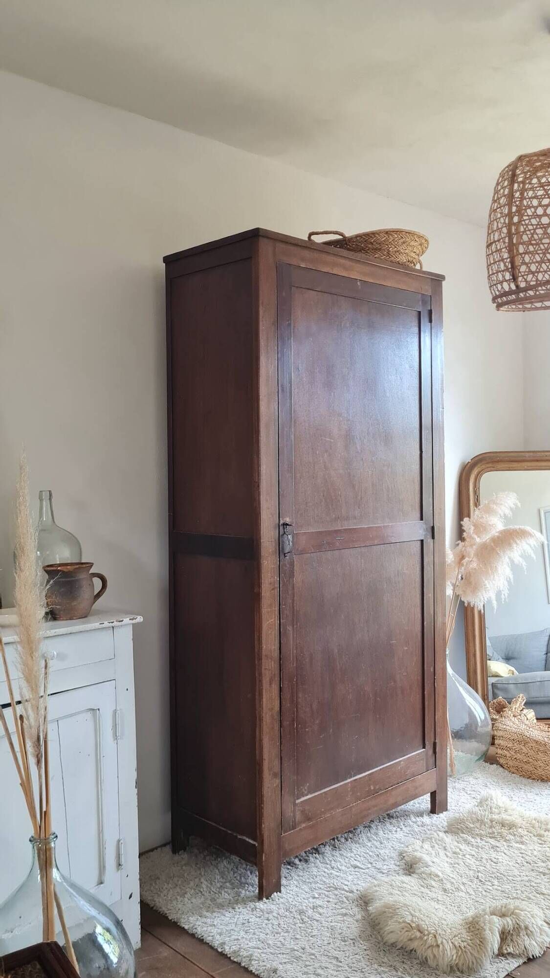 Antique Parisian wardrobe with one door.