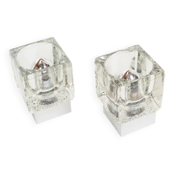 Pair of 1970s glass wall lamps by Peill & Putzler (4 pairs available)