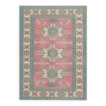 1970s vintage Turkish Oushak handmade wool cotton pink area rug 181x250