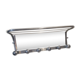 Aluminum wall coat rack with pivoting mirror from the 60s