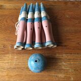 Former pierrot theme wooden bowling game