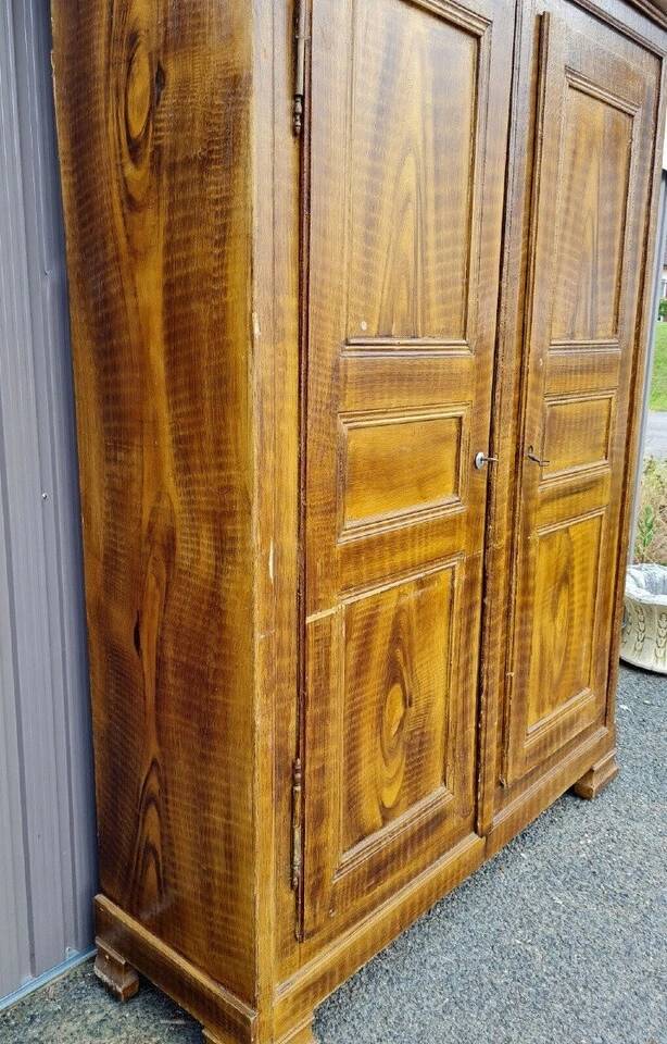 18th century Franc Comtoise wardrobe, lacquered in faux wood