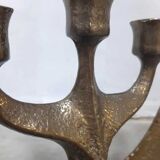 Brutalist vintage solid candle holder brass by Gilde Handwerk