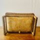 Grand panier à couture vintage en osier - tabouret en tissu matelassé - 1950