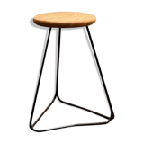 Bar stool in steel and oak