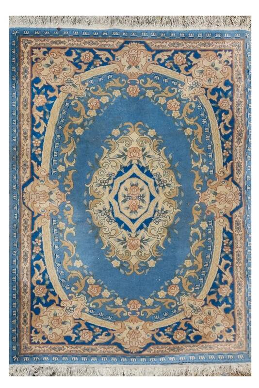 Handmade Oriental rug Indo-Savonnerie - 122 x 180 cm - "Galerie Sardje"
