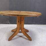 Rainer Daumiller pine wood round Dining Table, 1970s