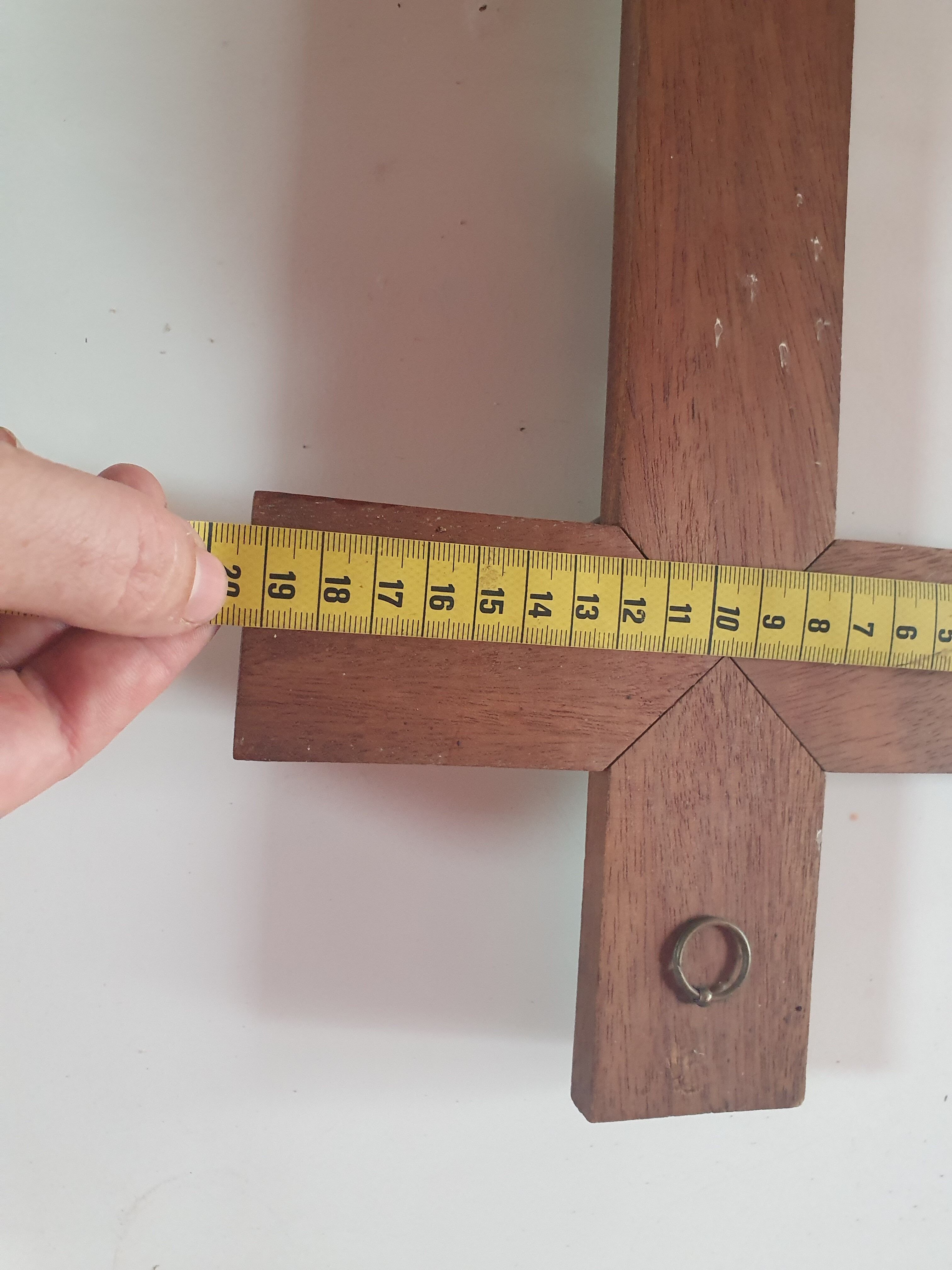 Cross crucifix in wood and metal silver 36 cm on19cm vintage old from the 60s 70s