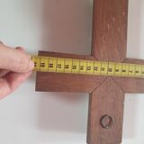 Cross crucifix in wood and metal silver 36 cm on19cm vintage old from the 60s 70s