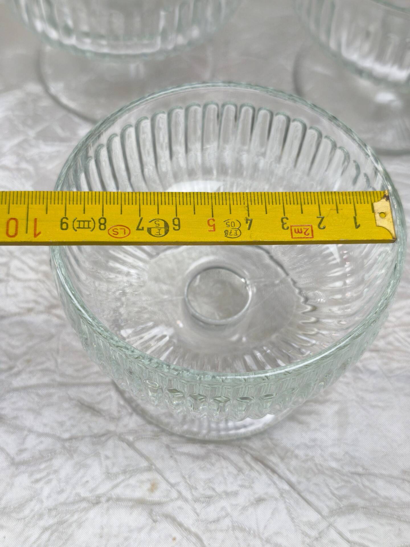 Lot de 10 coupes à dessert vintage en verre côtelé