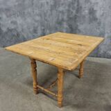 Antique pine table, folding and rotating