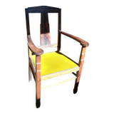 Oak and velvet armchair circa