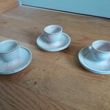 Egg cups signed Atch Chantal and Thierry Robert sandstone from Poncé sur Loir