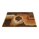 Tapis en laine de l'ère spatiale des années 1970 | Motif de vague organique moderne du milieu du siècle. Fabriqué en Italie.