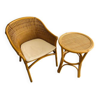 Rattan chair and table