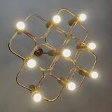 Golden chandelier 9 fires from Sciolari Italy 1960