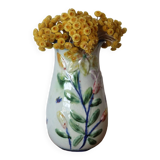 Antique vase with slip flowers signed