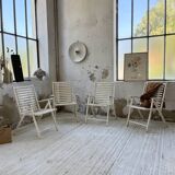 4 white wooden garden chairs