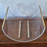 Italian magazine rack in acrylic and solid brass, 1970s