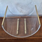 Italian magazine rack in acrylic and solid brass, 1970s