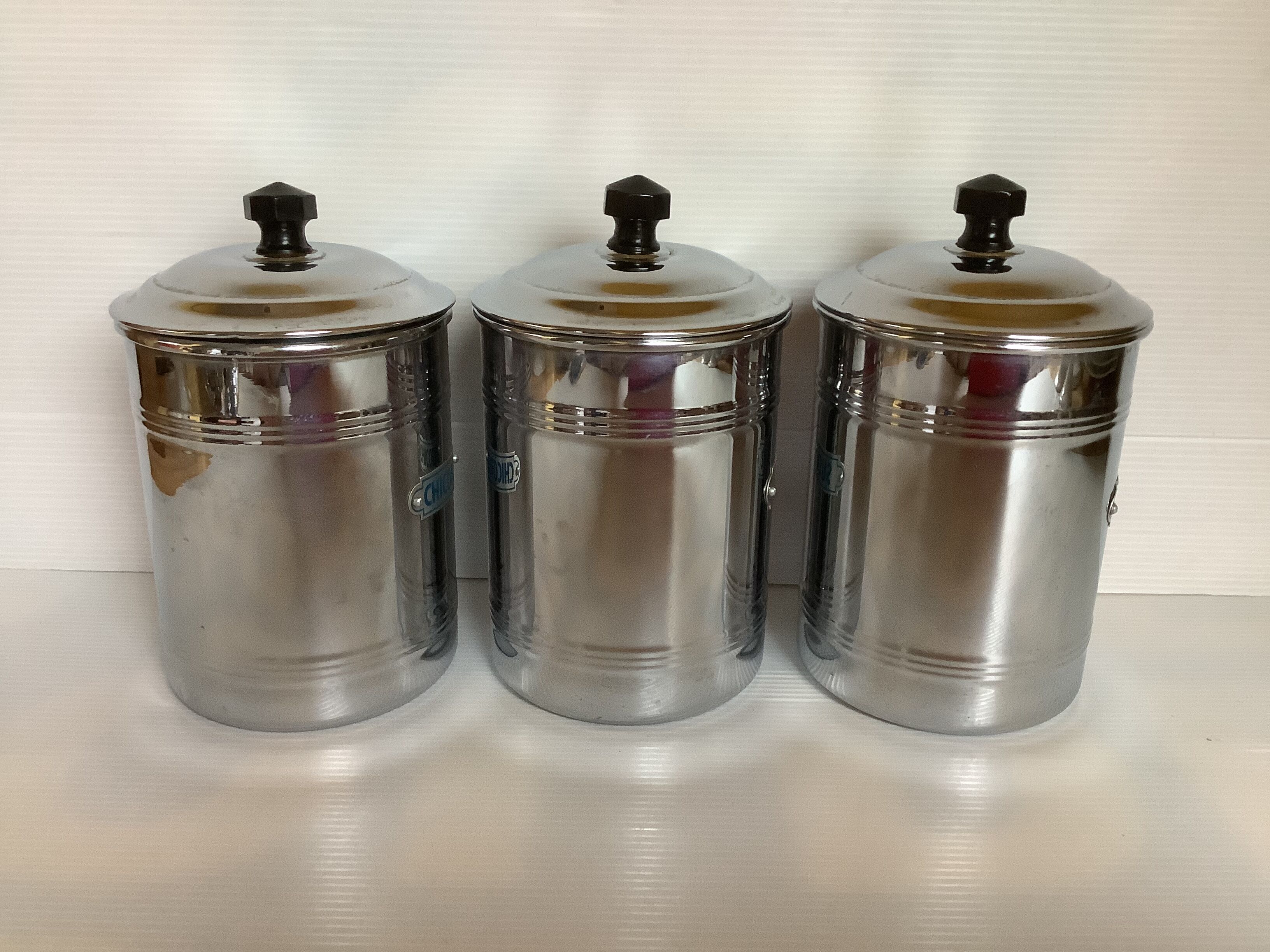 3 old metal chrome coffee coffee chicory sugar