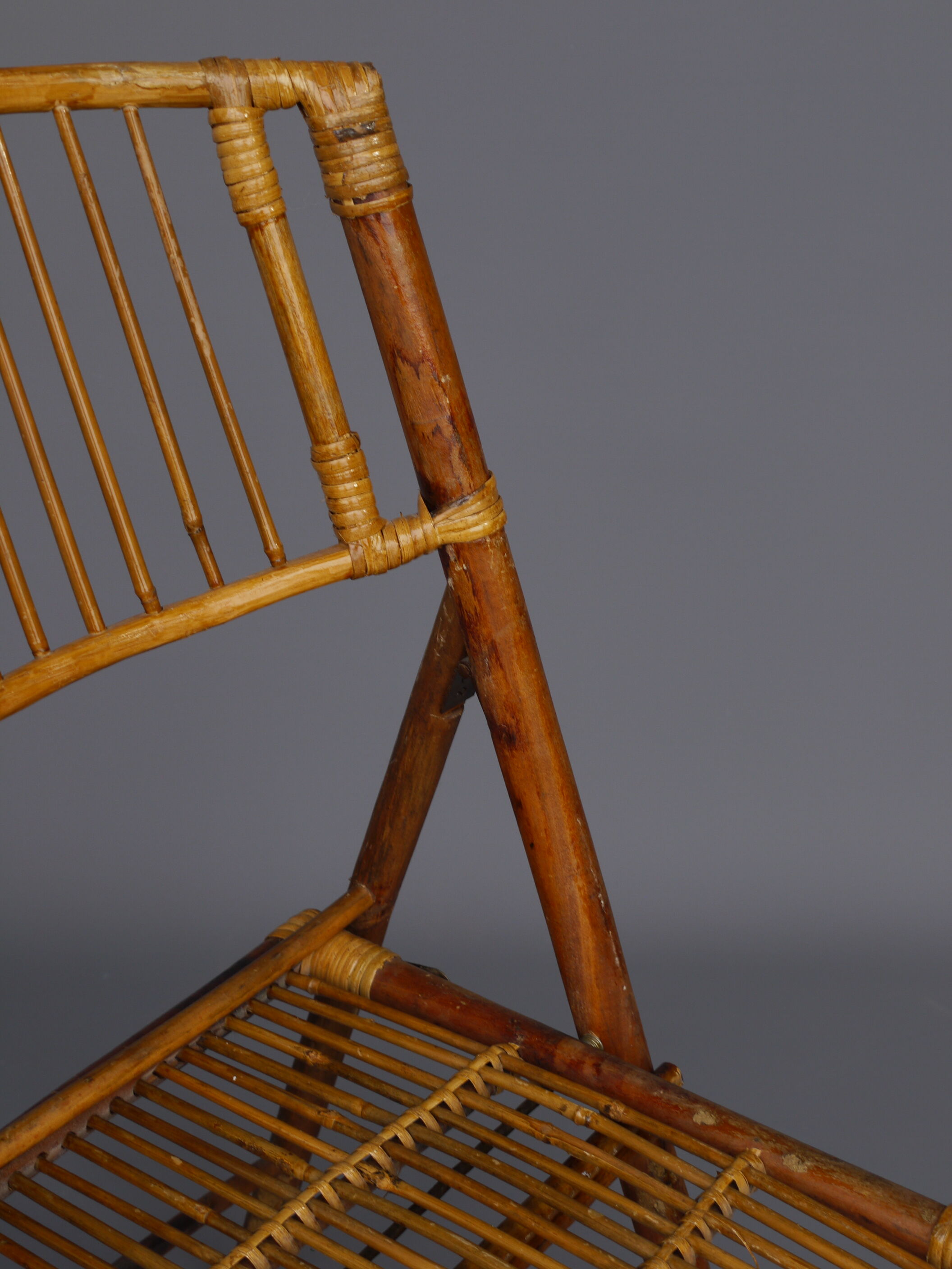 Vintage Bamboo and Rattan Folding Chairs, 1970s, Set of 2